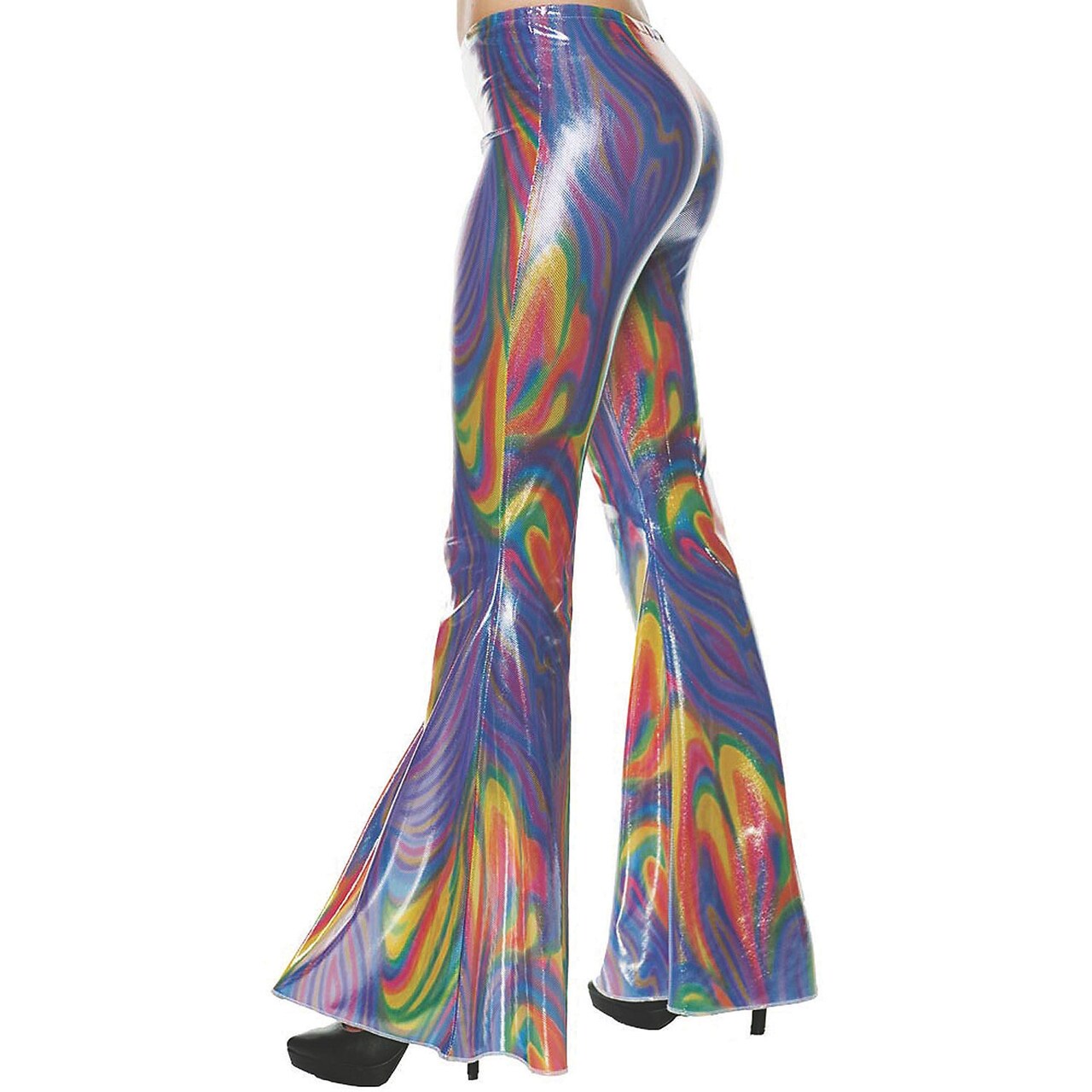 Swirl Bell Bottoms 70s Psychedelic Costume Pants Retro Metallic Flare Halloween Outfit